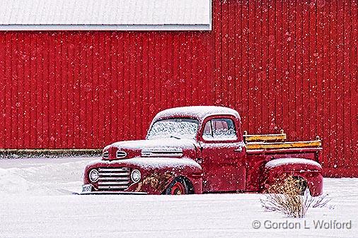 Snowy Old Ford F-47 Pickup Truck_33783.jpg - Photographed while snowing near Eastons Corners, Ontario, Canada.